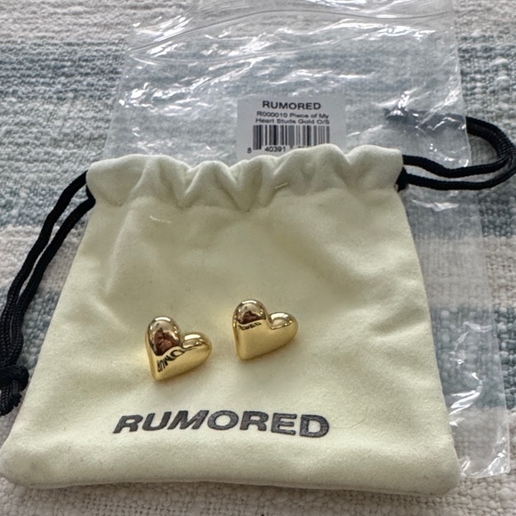 Rumored Jewelry - Rumored Piece of My Heart Gold Heart Stud Earrings Minimalist NWT Quiet Luxury